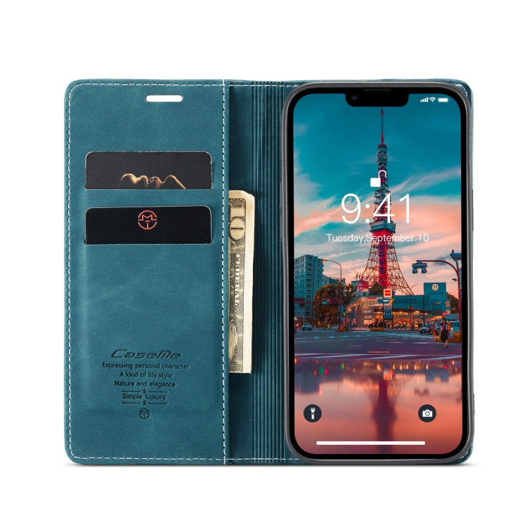 For iPhone 15 Plus CaseMe 013 Multifunctional Horizontal Flip Leather Phone Case(Blue) - iPhone 15 Plus Cases by CaseMe | Online Shopping UK | buy2fix