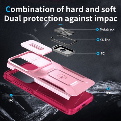 For Samsung Galaxy S24 5G / S25 5G Sliding Camshield Holder Phone Case(Pink + Rose Red) - Galaxy S24 5G Cases by buy2fix | Online Shopping UK | buy2fix