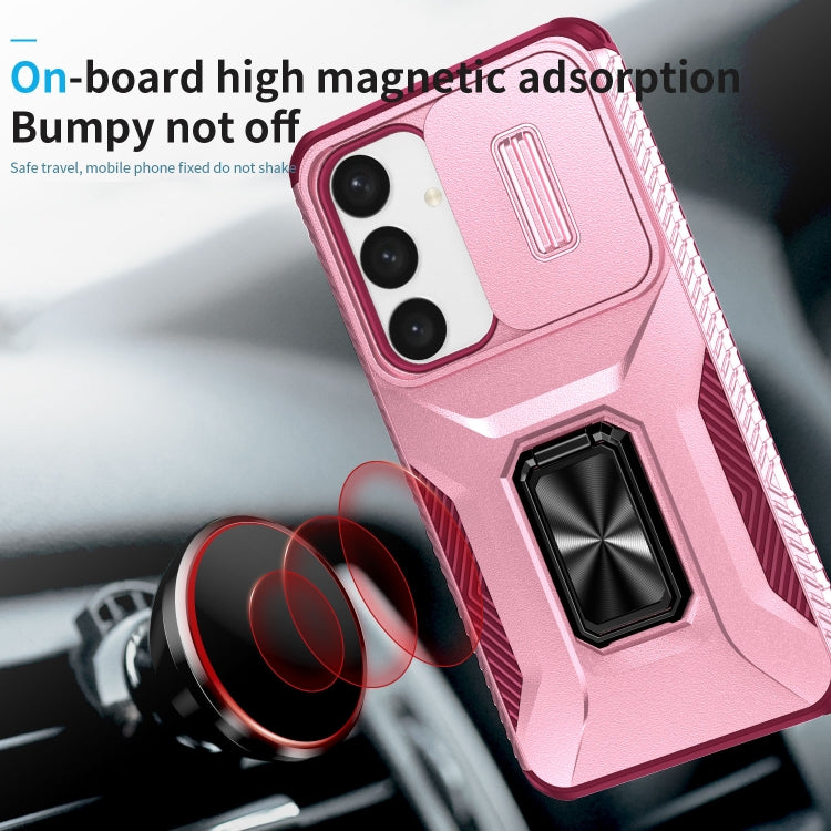 For Samsung Galaxy S24 5G / S25 5G Sliding Camshield Holder Phone Case(Pink + Rose Red) - Galaxy S24 5G Cases by buy2fix | Online Shopping UK | buy2fix