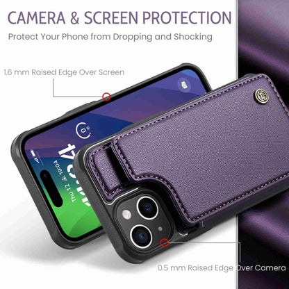 For iPhone 15 CaseMe C22 Card Slots Holder RFID Anti-theft Phone Case(Purple) - iPhone 15 Pro Cases by CaseMe | Online Shopping UK | buy2fix