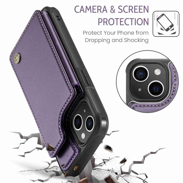 For iPhone 15 CaseMe C22 Card Slots Holder RFID Anti-theft Phone Case(Purple) - iPhone 15 Pro Cases by CaseMe | Online Shopping UK | buy2fix