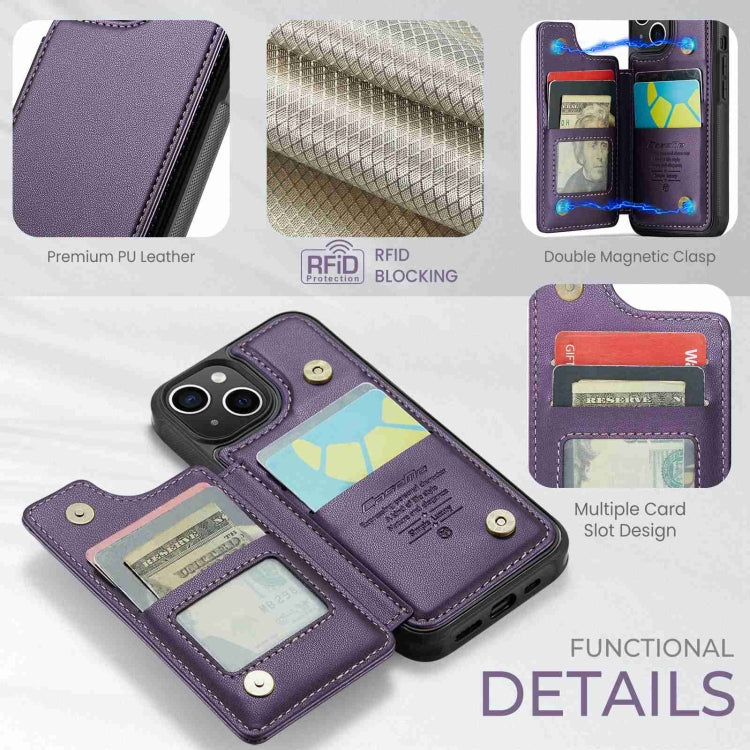 For iPhone 15 CaseMe C22 Card Slots Holder RFID Anti-theft Phone Case(Purple) - iPhone 15 Pro Cases by CaseMe | Online Shopping UK | buy2fix