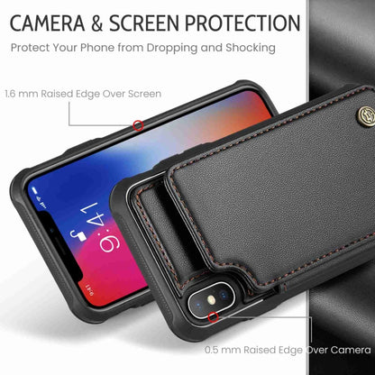 For iPhone XS / X CaseMe C22 Card Slots Holder RFID Anti-theft Phone Case(Black) - More iPhone Cases by CaseMe | Online Shopping UK | buy2fix