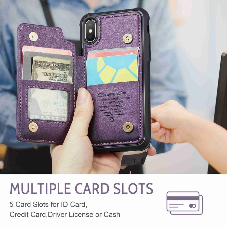 For iPhone XS Max CaseMe C22 Card Slots Holder RFID Anti-theft Phone Case(Purple) - More iPhone Cases by CaseMe | Online Shopping UK | buy2fix