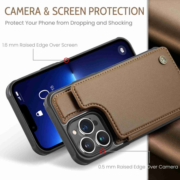 For iPhone 13 Pro CaseMe C22 Card Slots Holder RFID Anti-theft Phone Case(Brown) - iPhone 13 Pro Cases by CaseMe | Online Shopping UK | buy2fix