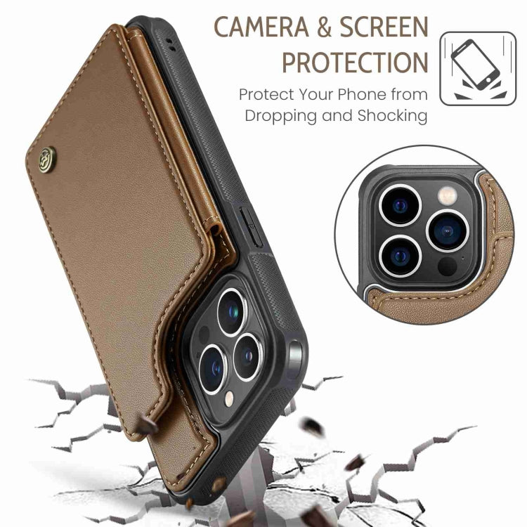 For iPhone 13 Pro CaseMe C22 Card Slots Holder RFID Anti-theft Phone Case(Brown) - iPhone 13 Pro Cases by CaseMe | Online Shopping UK | buy2fix