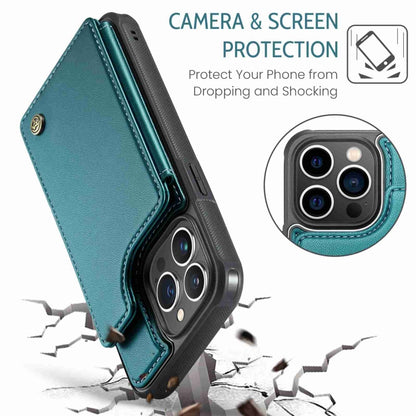 For iPhone 13 Pro Max CaseMe C22 Card Slots Holder RFID Anti-theft Phone Case(Blue Green) - iPhone 13 Pro Max Cases by CaseMe | Online Shopping UK | buy2fix