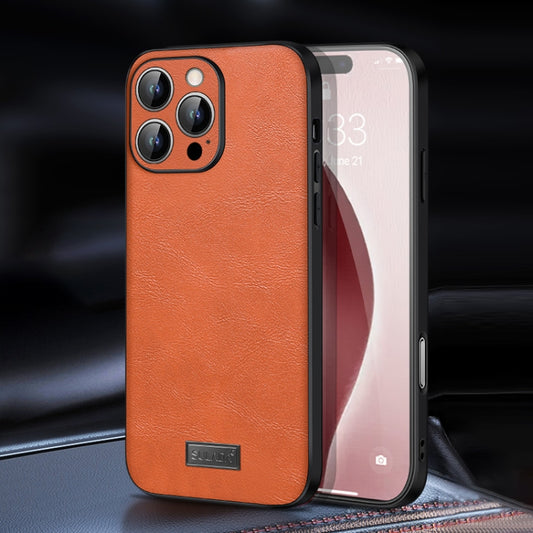 For iPhone 16 Pro Max SULADA Shockproof TPU Hybrid Handmade Leather Phone Case(Orange) - iPhone 16 Pro Max Cases by SULADA | Online Shopping UK | buy2fix