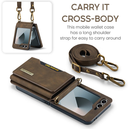 For Samsung Galaxy Z Flip6 DG.MING M2 Series Card Bag Magnetic Leather Phone Case(Coffee) - Galaxy Z Flip6 5G Cases by DG.MING | Online Shopping UK | buy2fix