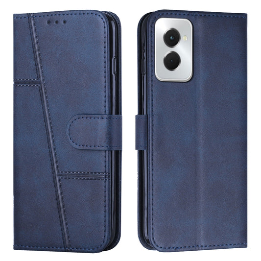 For Motorola Moto G Power 2024 Stitching Calf Texture Buckle Leather Phone Case(Blue) - Motorola Cases by buy2fix | Online Shopping UK | buy2fix