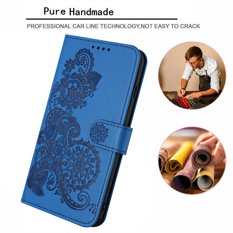 For Realme C53 Datura Flower Embossed Flip Leather Phone Case(Blue) - Realme Cases by buy2fix | Online Shopping UK | buy2fix