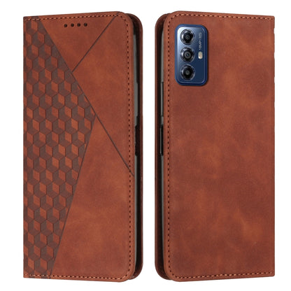 For Motorola Moto G Play 2024 Diamond Splicing Skin Feel Magnetic Leather Phone Case(Brown) - Motorola Cases by buy2fix | Online Shopping UK | buy2fix