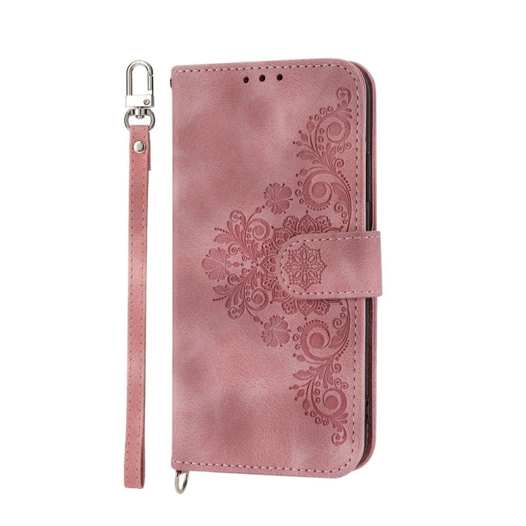 For Motorola Moto G Stylus 5G 2024 Skin-feel Flowers Embossed Wallet Leather Phone Case(Pink) - Motorola Cases by buy2fix | Online Shopping UK | buy2fix