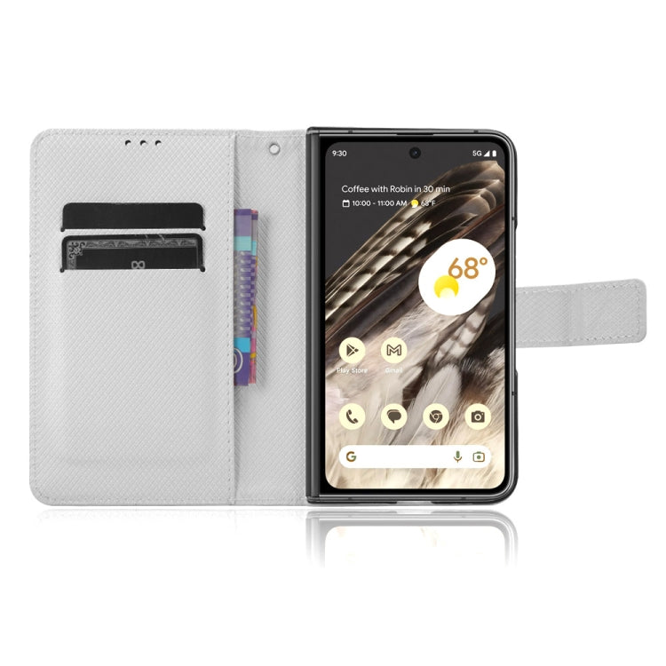 For Google Pixel Fold Diamond Texture Leather Phone Case(White) - Google Cases by buy2fix | Online Shopping UK | buy2fix