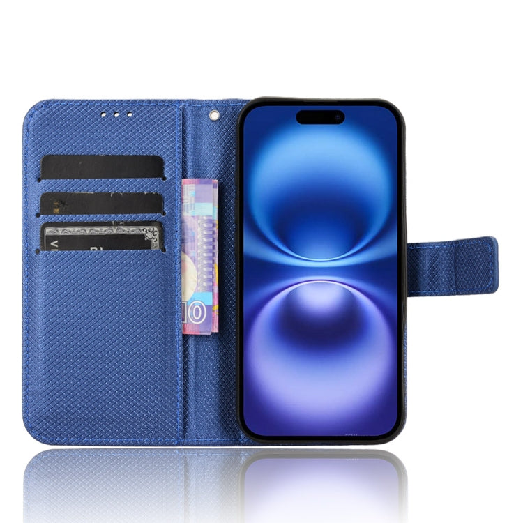 For iPhone 16 Plus Diamond Texture Leather Phone Case(Blue) - iPhone 16 Plus Cases by buy2fix | Online Shopping UK | buy2fix