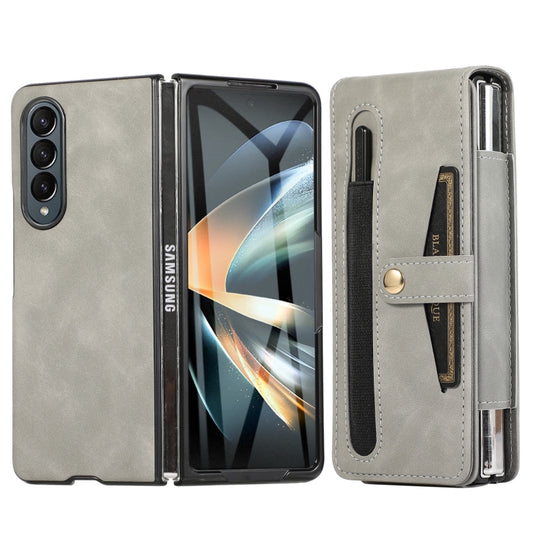 For Samsung Galaxy Z Fold3 5G Multifunctional Folding Phone Leather Case(Grey) - Galaxy Phone Cases by buy2fix | Online Shopping UK | buy2fix