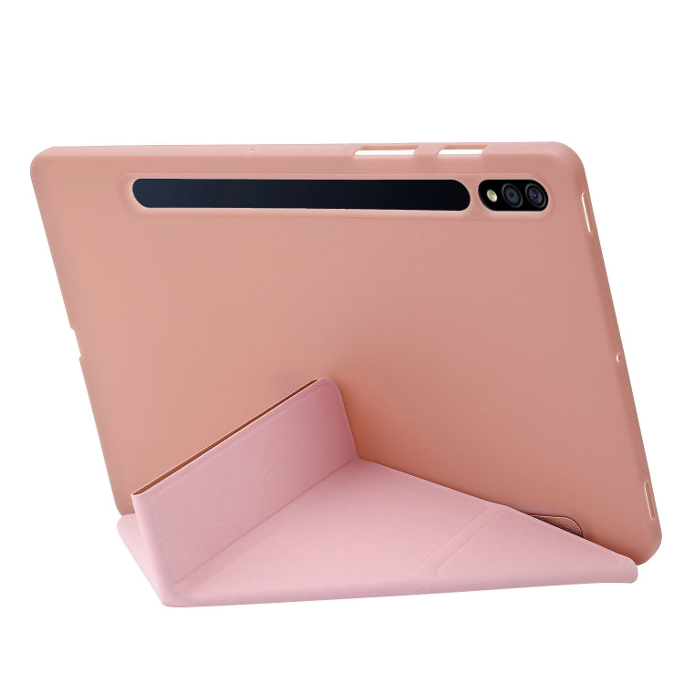 For Samsung Galaxy Tab S9 Deformation Silicone Leather Tablet Case(Rose Gold) - Galaxy Tab S9 Cases by buy2fix | Online Shopping UK | buy2fix