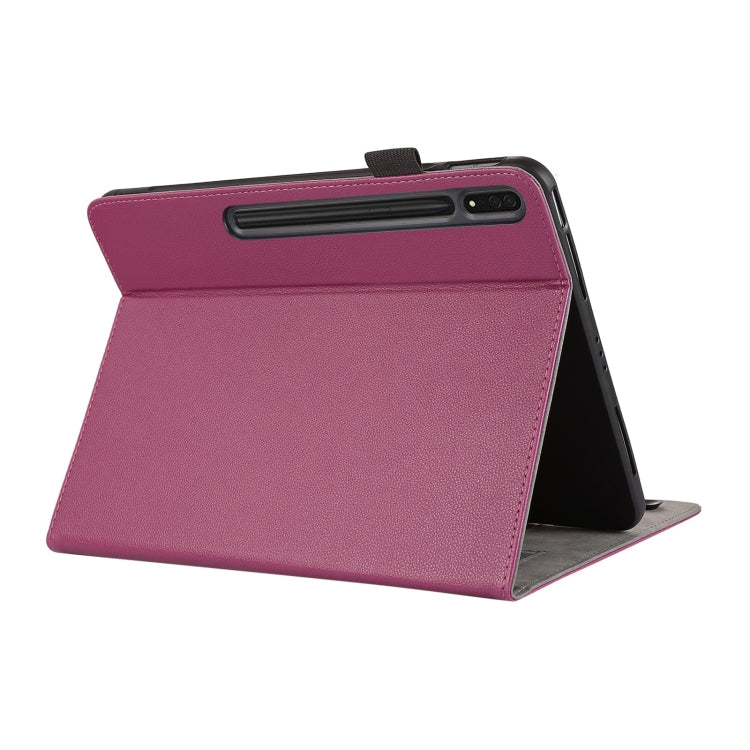 For Samsung Galaxy Tab S9 Ultra / S8 Ultra Litchi Texture Leather Sucker Tablet Case(Purple) - Galaxy Tab S9 Ultra Cases by buy2fix | Online Shopping UK | buy2fix