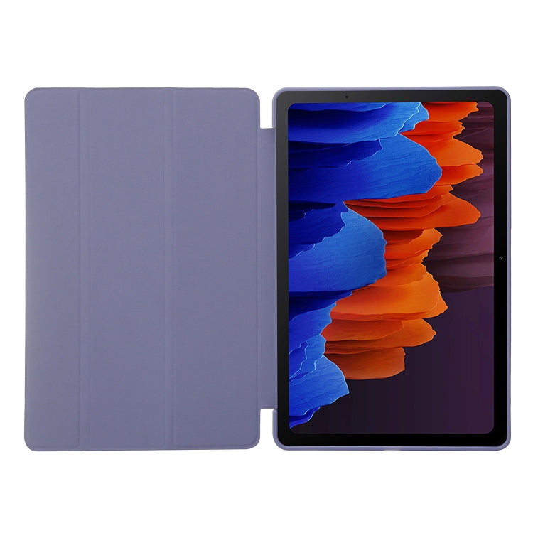 For Samsung Galaxy Tab S9 3-Fold Holder Silicone Leather Tablet Case(Black) - Galaxy Tab S9 Cases by buy2fix | Online Shopping UK | buy2fix