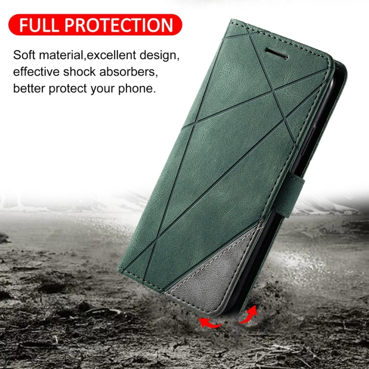 For iPhone 16 Pro Max Skin Feel Splicing Leather Phone Case(Green) - iPhone 16 Pro Max Cases by buy2fix | Online Shopping UK | buy2fix