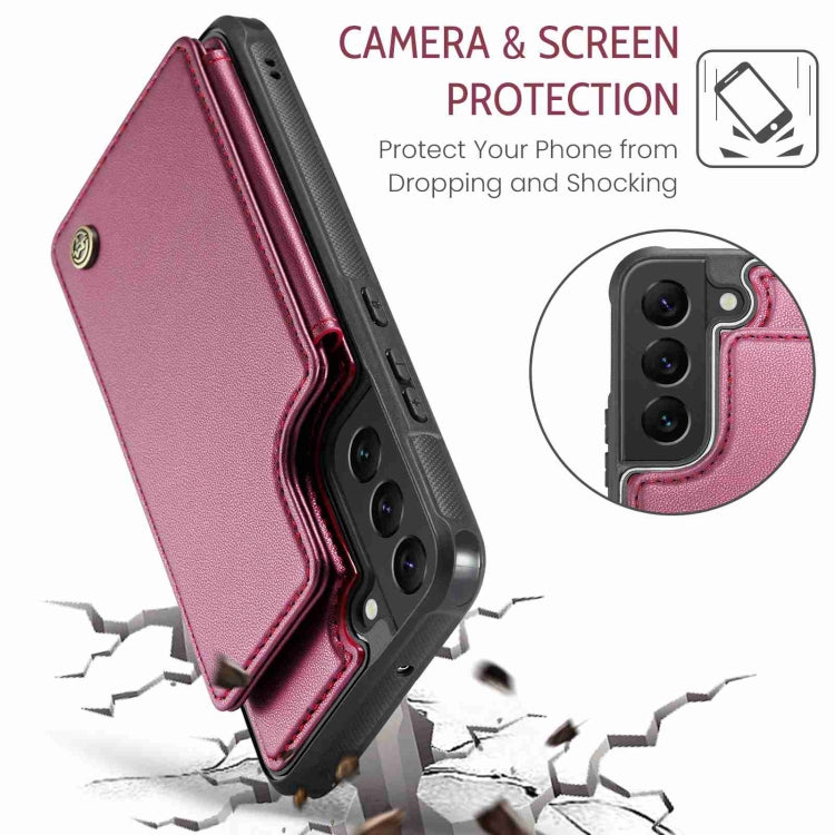 For Samsung Galaxy S22+ 5G CaseMe C22 Card Slots Holder RFID Anti-theft Phone Case(Wine Red) - Galaxy S22+ 5G Cases by CaseMe | Online Shopping UK | buy2fix