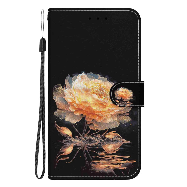 For OnePlus 11 Crystal Texture Colored Drawing Leather Phone Case(Gold Peony) - OnePlus Cases by buy2fix | Online Shopping UK | buy2fix