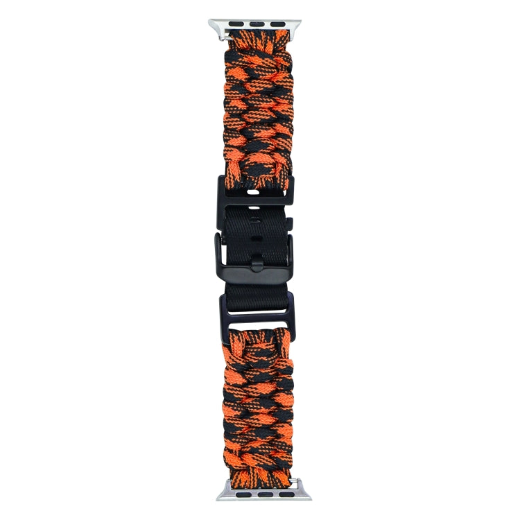 For Apple Watch Ultra 2 49mm Paracord Plain Braided Webbing Buckle Watch Band(Black Orange) - Watch Bands by buy2fix | Online Shopping UK | buy2fix