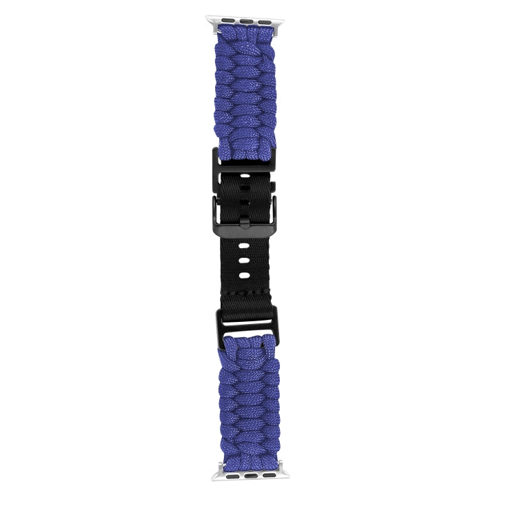 For Apple Watch Ultra 49mm Paracord Plain Braided Webbing Buckle Watch Band(Blue) - Watch Bands by buy2fix | Online Shopping UK | buy2fix