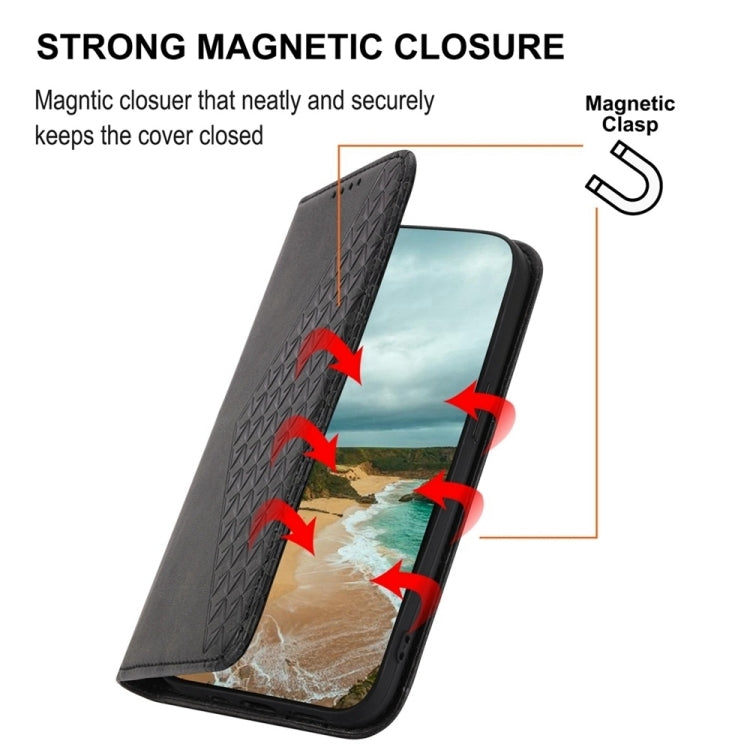 For iPhone 16 Pro Max Cubic Grid Calf Texture Magnetic Leather Phone Case(Black) - iPhone 16 Pro Max Cases by buy2fix | Online Shopping UK | buy2fix