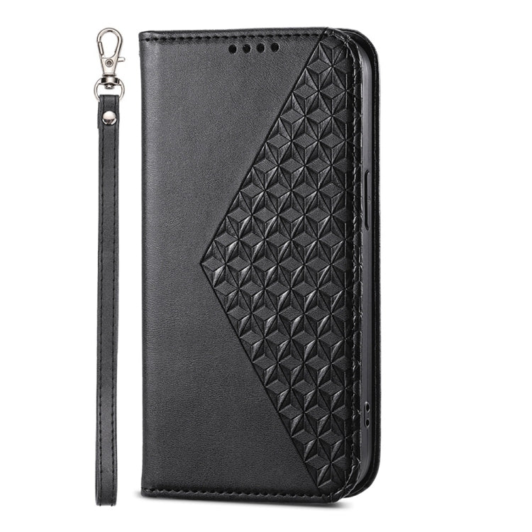 For iPhone SE 2024 Cubic Grid Calf Texture Magnetic Leather Phone Case(Black) - More iPhone Cases by buy2fix | Online Shopping UK | buy2fix