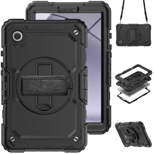 For Samsung Galaxy Tab A9 Silicone + PC Tablet Case with Shoulder Strap(Black) - Galaxy Tab A9 by buy2fix | Online Shopping UK | buy2fix