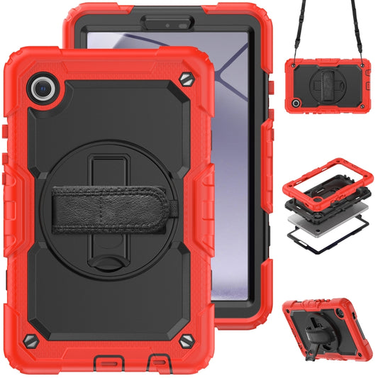 For Samsung Galaxy Tab A9 Silicone + PC Tablet Case with Shoulder Strap(Red) - Galaxy Tab A9 by buy2fix | Online Shopping UK | buy2fix