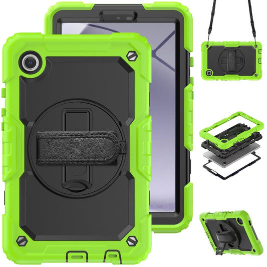 For Samsung Galaxy Tab A9 Silicone + PC Tablet Case with Shoulder Strap(Yellow Green+Black) - Galaxy Tab A9 by buy2fix | Online Shopping UK | buy2fix