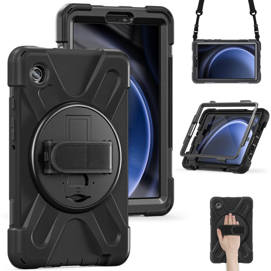 For Samsung Galaxy Tab A9 Rotary Handle Grab TPU + PC Tablet Case(Black) - Galaxy Tab A9 by buy2fix | Online Shopping UK | buy2fix