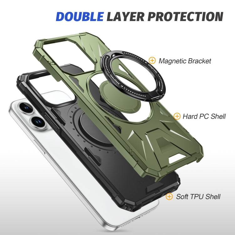 For iPhone 14/13 MagSafe Magnetic Shockproof Phone Case with Ring Holder(Dark Green) - iPhone 14 Cases by buy2fix | Online Shopping UK | buy2fix