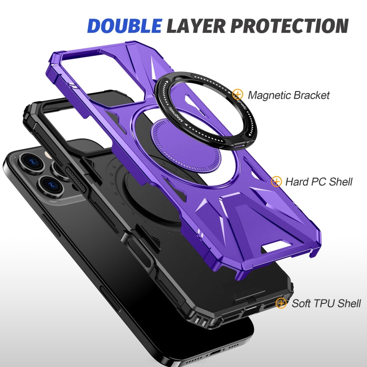 For iPhone 16 Pro Max MagSafe Magnetic Shockproof Phone Case with Ring Holder(Purple) - iPhone 16 Pro Max Cases by buy2fix | Online Shopping UK | buy2fix