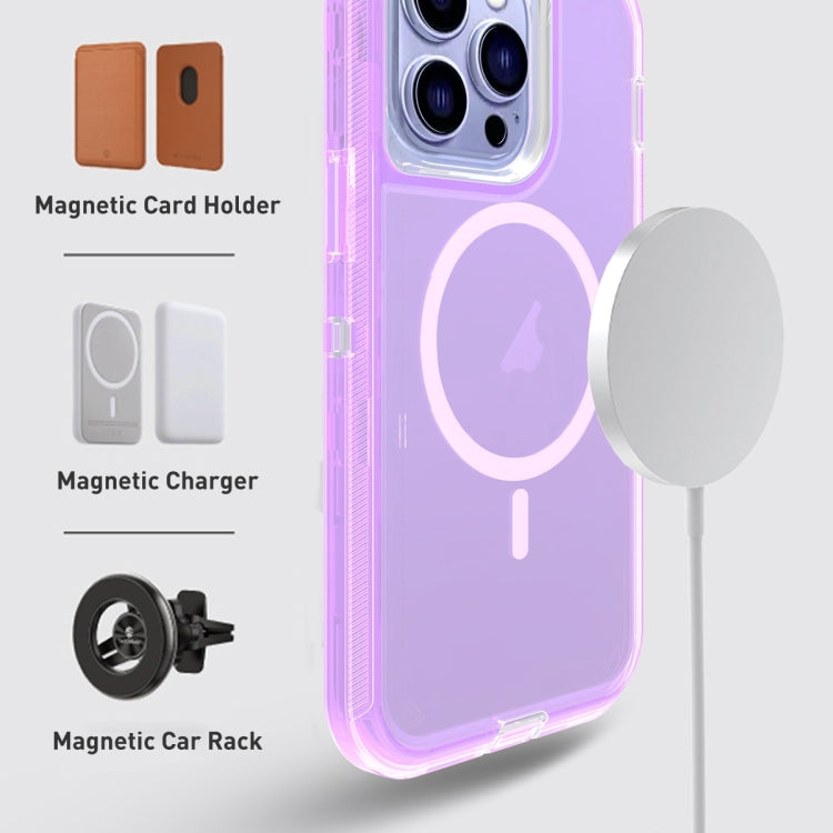 For iPhone 13 Pro Max Shockproof MagSafe Magnetic Phone Case(Transparent Purple) - iPhone 13 Pro Max Cases by buy2fix | Online Shopping UK | buy2fix