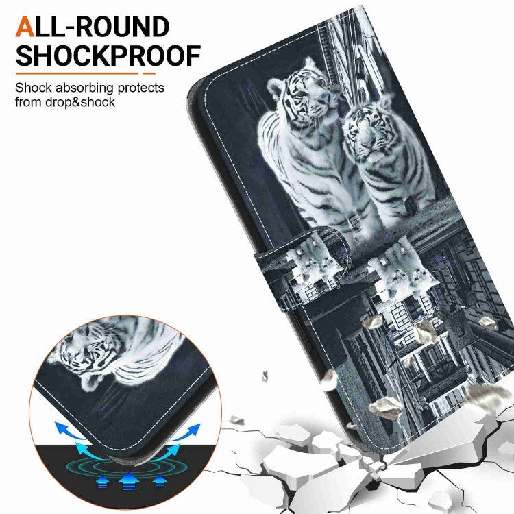 For Samsung Galaxy S23 5G Crystal Texture Colored Drawing Leather Phone Case(Cat Tiger Reflection) - Galaxy S23 5G Cases by buy2fix | Online Shopping UK | buy2fix