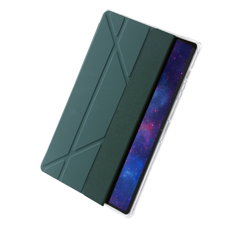 For Samsung Galaxy Tab S9 FE Clear Acrylic Deformation Leather Tablet Case(Deep Green) - Galaxy Tab S9 FE by buy2fix | Online Shopping UK | buy2fix