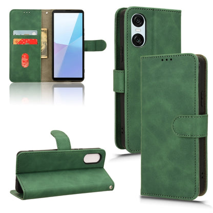 For Sony Xperia 10 VI 2024 Skin Feel Magnetic Flip Leather Phone Case(Green) - Sony Cases by buy2fix | Online Shopping UK | buy2fix