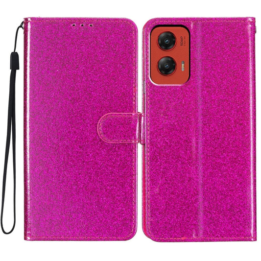 For Motorola Moto G Stylus 5G 2024 Glitter Powder Flip Leather Phone Case(Rose Red) - Motorola Cases by buy2fix | Online Shopping UK | buy2fix