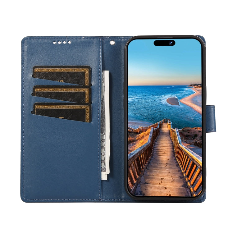 For Xiaomi Redmi Note 13 Pro+ PU Genuine Leather Texture Embossed Line Phone Case(Blue) - Note 13 Pro+ Cases by buy2fix | Online Shopping UK | buy2fix