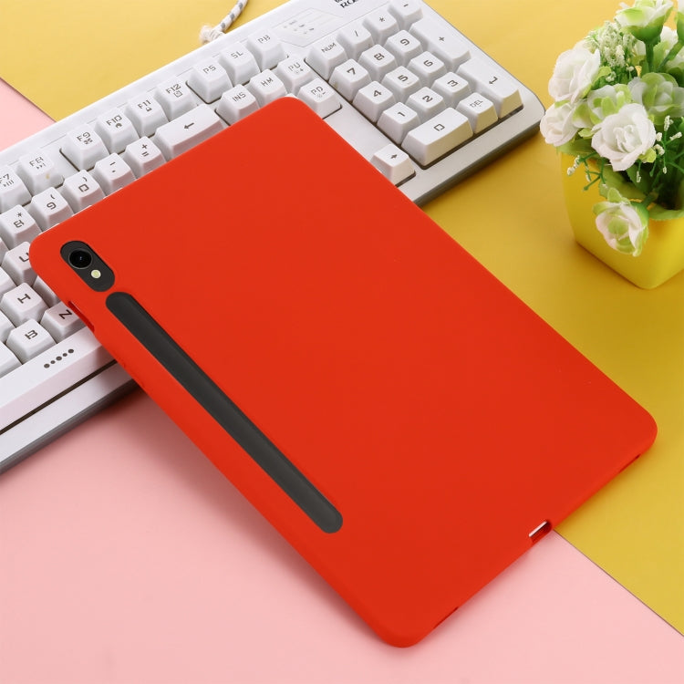 For Samsung Galaxy Tab S9 FE Pure Color Liquid Silicone Shockproof Tablet Case(Red) - Galaxy Tab S9 FE by buy2fix | Online Shopping UK | buy2fix