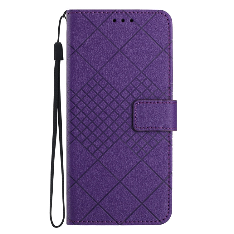 For iPhone SE 2024 Rhombic Grid Texture Leather Phone Case(Purple) - More iPhone Cases by buy2fix | Online Shopping UK | buy2fix