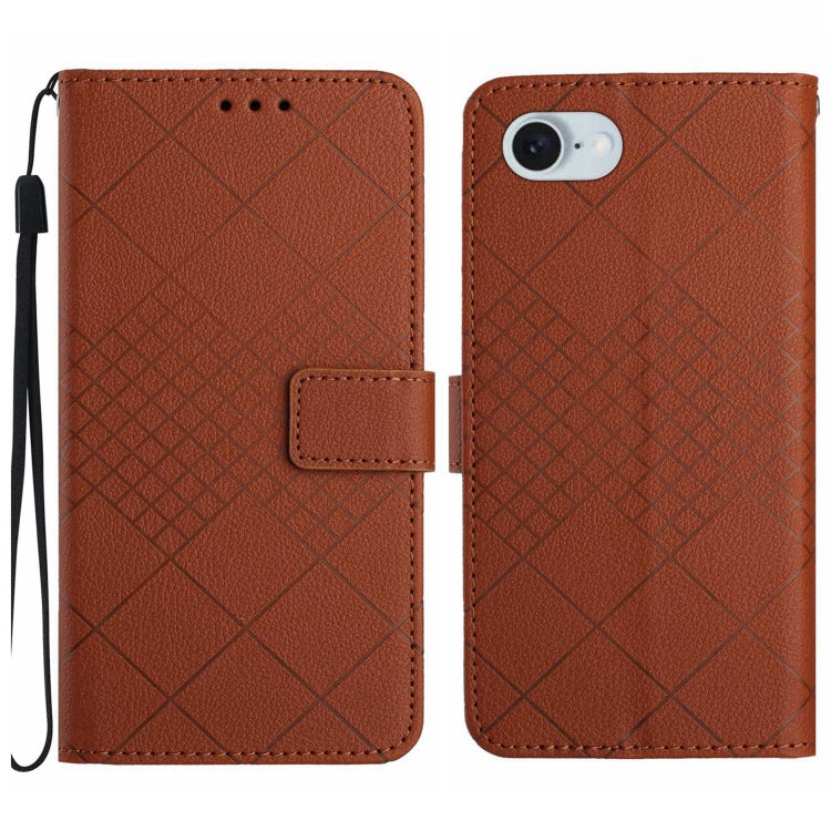 For iPhone SE 2024 Rhombic Grid Texture Leather Phone Case(Brown) - More iPhone Cases by buy2fix | Online Shopping UK | buy2fix