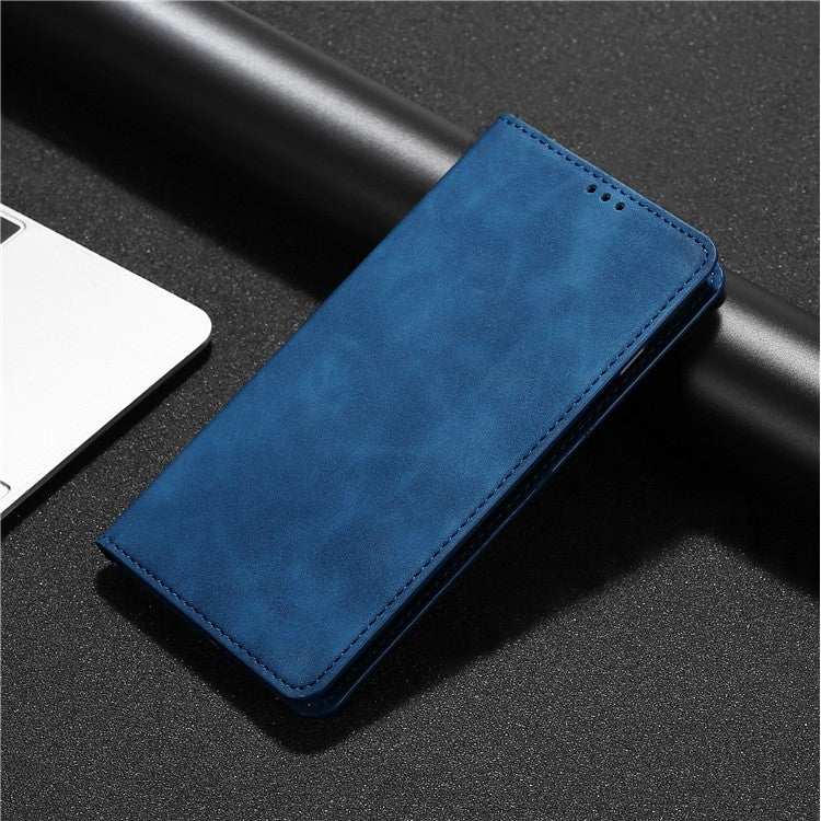 For Motorola Moto G Play 4G 2024 Skin Feel Magnetic Leather Phone Case(Blue) - Motorola Cases by buy2fix | Online Shopping UK | buy2fix