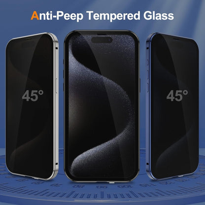 For iPhone 15 Anti-peeping Magnetic Double-sided Tempered Glass Phone Case(Black) - iPhone 15 Cases by buy2fix | Online Shopping UK | buy2fix