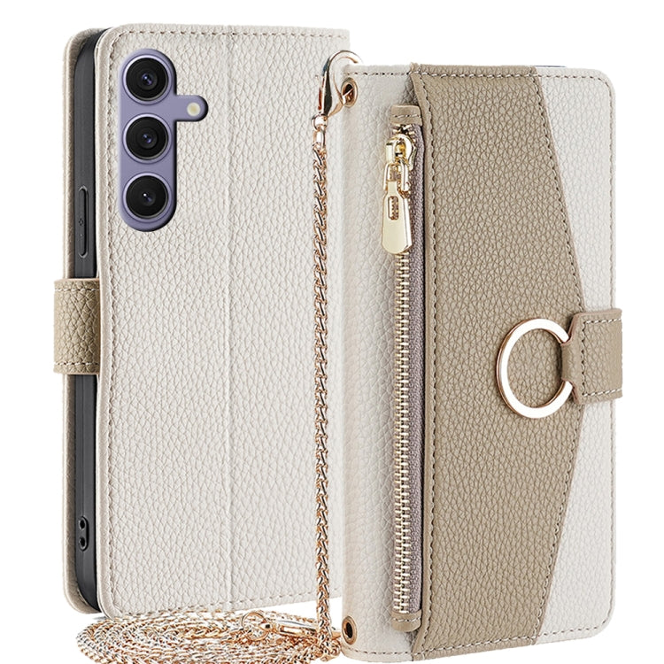 For Samsung Galaxy S24+ 5G Crossbody Litchi Texture Leather Phone Case(White) - Galaxy S24+ 5G Cases by buy2fix | Online Shopping UK | buy2fix