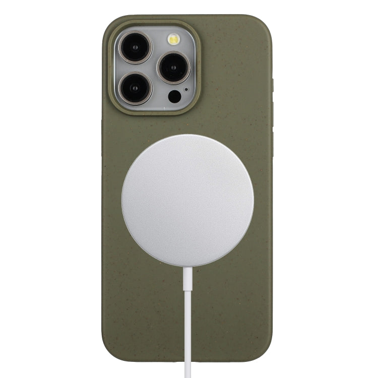 For iPhone 14 Pro Max Wheat MagSafe Magnetic Straw Material + TPU Phone Case(Army Green) - iPhone 14 Pro Max Cases by buy2fix | Online Shopping UK | buy2fix