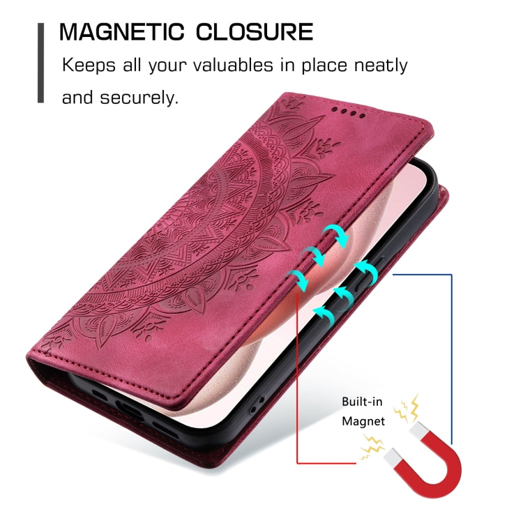 For iPhone 16 Totem Embossed Magnetic Leather Phone Case(Red) - iPhone 16 Cases by buy2fix | Online Shopping UK | buy2fix